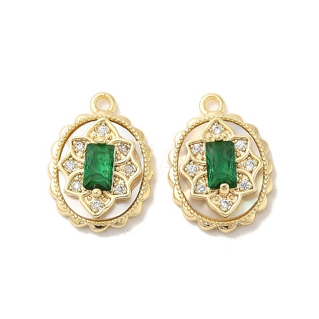 Brass Micro Pave Clear Cubic Zirconia Pendants KK-Z073-25G-1