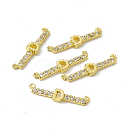 Rack Plating Brass Micro Pave Clear Cubic Zirconia Connector Charms KK-C007-37G-D-1