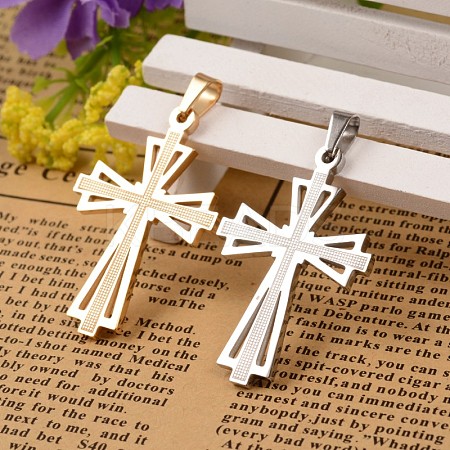 304 Stainless Steel Cross Pendants STAS-I035-31-1