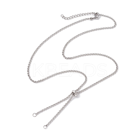 304 Stainless Steel Slider Necklace Makings AJEW-JB01274-02-1