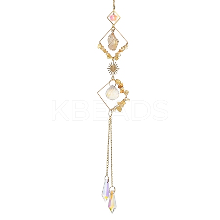 Iron Rhombus & Natural Citrine Suncatchers HJEW-F025-04G-02-1