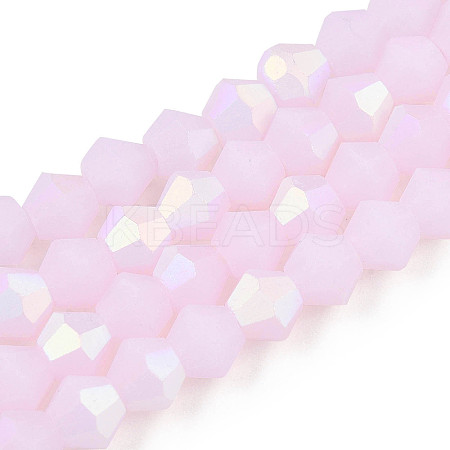 Imitation Jade Bicone Frosted Glass Bead Strands EGLA-A039-J4mm-MB02-1