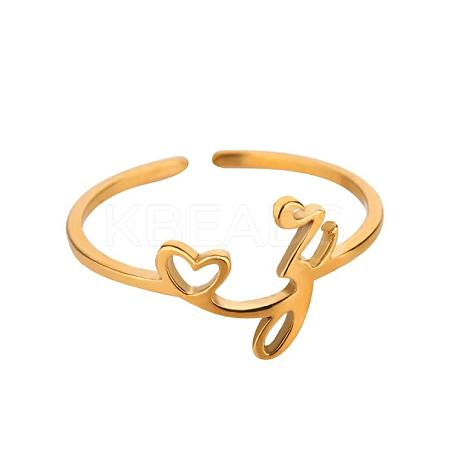304 Stainless Steel Cuff Rings for Women RJEW-D285-01G-Z-1
