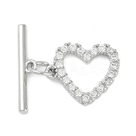 Brass Micro Pave Clear Cubic Zirconia Toggle Clasps KK-K391-07P-1