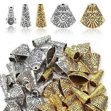 50Pcs 5 Styles Apetalous Alloy Bead Cone FIND-YW0006-39-1