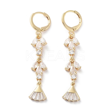 Fan Rack Plating Golden Brass Dangle Leverback Earrings EJEW-A030-04G-02-1