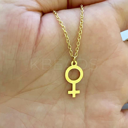 Gender Symbol 201 Stainless Steel with Alloy Pendant Necklaces for Women FS-WG4C551-01-1