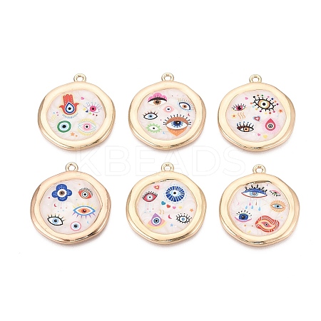 Printed Alloy Enamel Pendants ENAM-N071-10G-1
