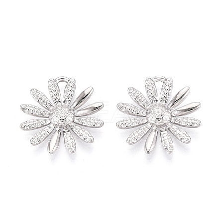 304 Stainless Steel Daisy Pendants STAS-T069-43P-1