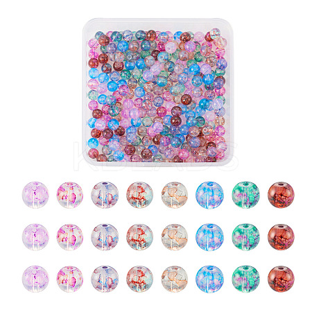 240Pcs 8 Colors Transparent Baking Paint Glass Beads GLAA-TA0001-18-1