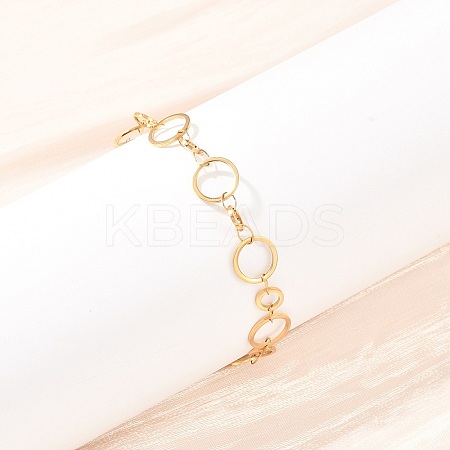 304 Stainless Steel Link Chain Bracelets for Women BJEW-P373-03C-G-1