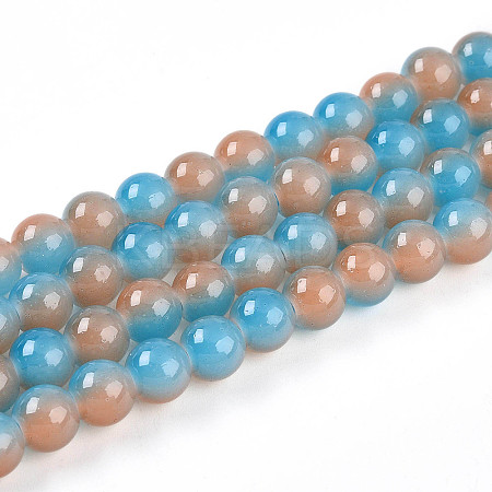 Baking Paint Imitation Jade Glass Round Bead Strands DGLA-N003-8mm-06-1