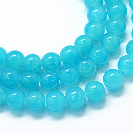 Baking Paint Imitation Jade Glass Round Bead Strands DGLA-Q021-10mm-06-1