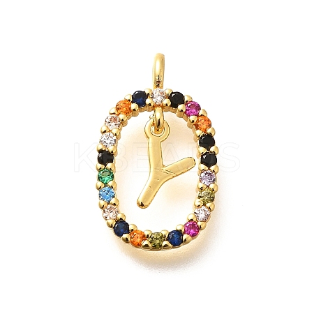 Brass Micro Pave Cubic Zirconia Pendants ZIRC-P123-01G-Y02-1