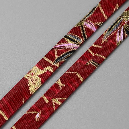 5M Japanese Printed Bird Cotton Ribbons OCOR-WH0089-25A-05-1