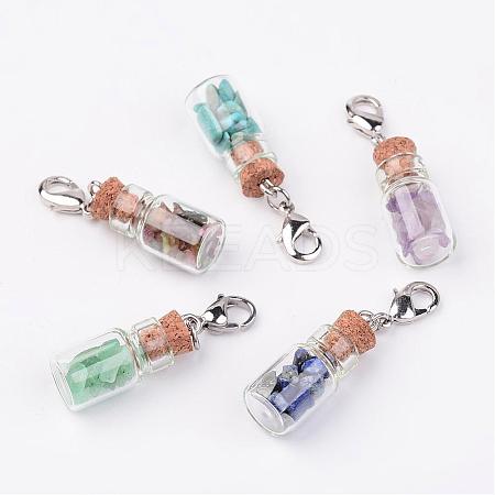 Glass Bottle Pendants HJEW-JM00219-1