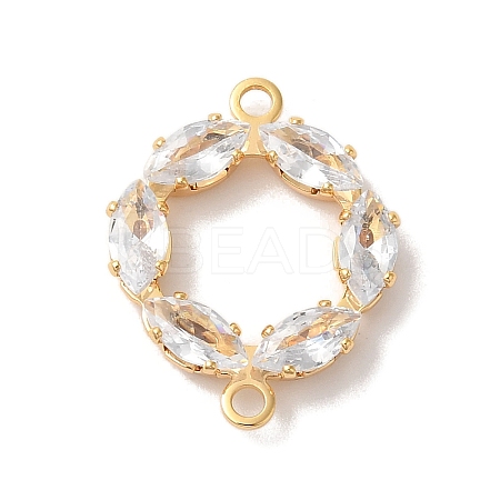 Brass Pave Clear Cubic Zirconia Horse Eye Ring Links Connector Charms X-KK-M294-02G-1