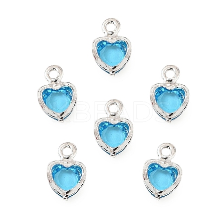 Heart Brass Glass Charms KK-S385-01S-08-1