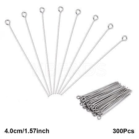 300Pcs 304 Stainless Steel Eye Pins STAS-YW0003-12D-1