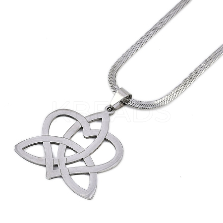 201 Stainless Steel Trinity Heart Pendant Box Chain Necklaces NJEW-M010-01p-1