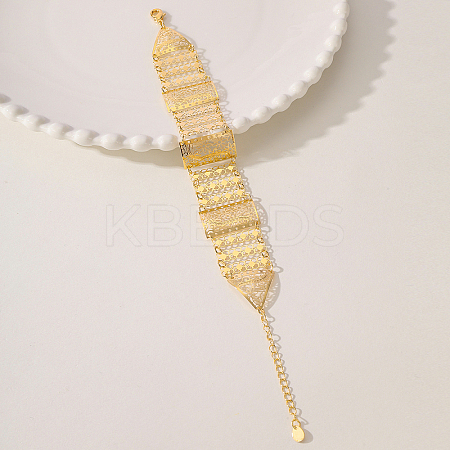 Hollow Brass Flower Wide Link Bracelets for Women LG8079-1