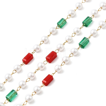 Handmade Glass & Imitation Pearl Beaded Chains CHS-L031-12G-1