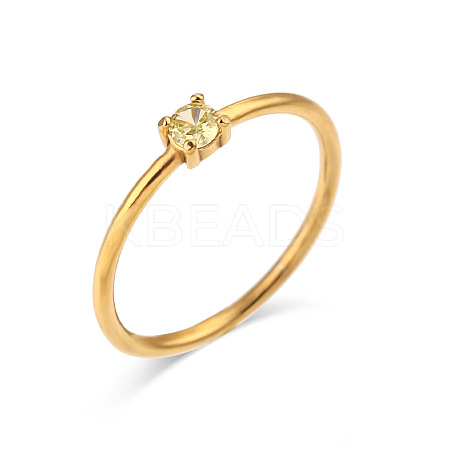 Flat Round 304 Stainless Steel Micro Pave Cubic Zirconia Finger Rings FS-WG2DA17-38-1