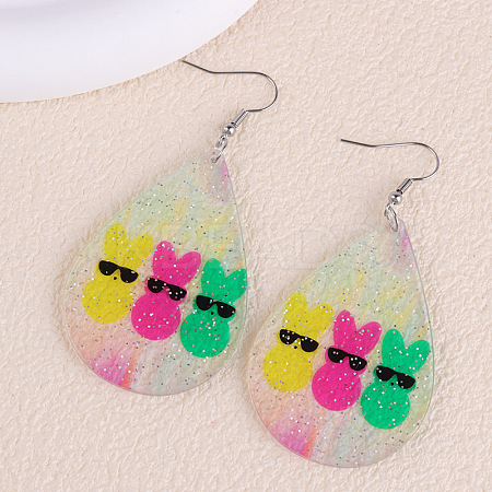 Easter Printed Acrylic Dangle Earrings FS-WGDC384-07-1