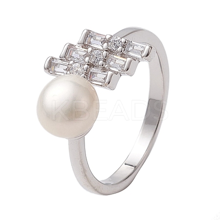 Round Natural Pearl Finger Rings RJEW-P113-12P-1
