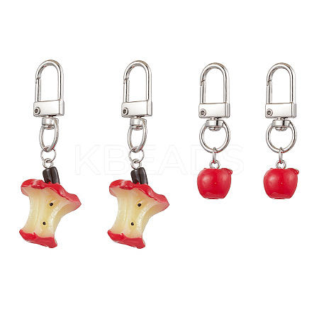 4Pcs 2 Styles Apple Resin Pendant Decorations HJEW-JM02573-1