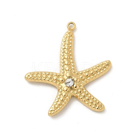304 Stainless Steel Rhinestone Starfish STAS-I322-34G-02-1