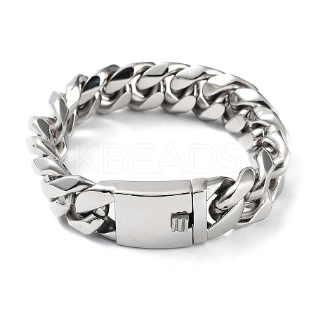 Non-Tarnish 304 Stainless Steel Cuban Link Chains Bracelets for Men & Women BJEW-D031-21C-P-1