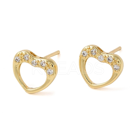Rack Plating Brass Hollow Heart Stud Earrings EJEW-M235-03G-1