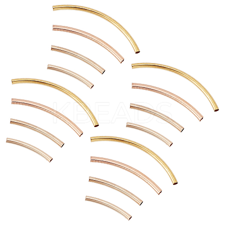 220Pcs 4 Styles Brass Smooth Curved Tube Beads KK-AR0004-49-1