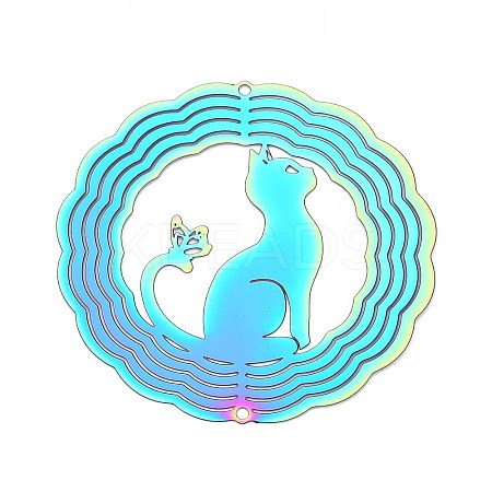 201 Stainless Steel 3D Rotating Hanging Wind Spinner STAS-T064-98-1
