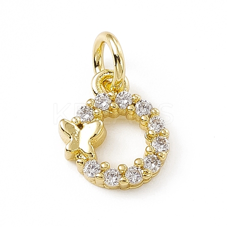 Brass Micro Pave Clear Cubic Zirconia Charms ZIRC-F132-55G-1