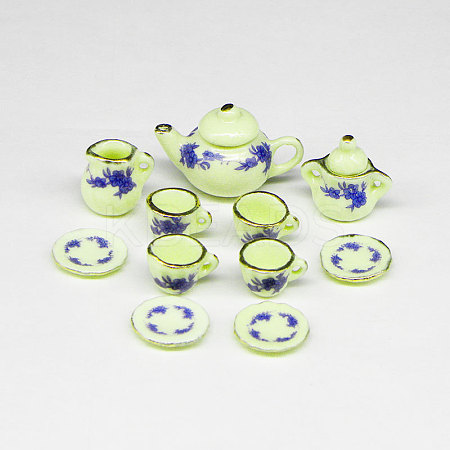 Porcelain Miniature Teapot Cup Set Ornaments PORC-PW0001-053C-1