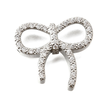 Brass Micro Pave Clear Cubic Zirconia Bowknot Multi-Strand Links KK-V008-27P-1
