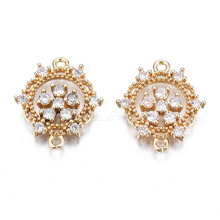 Brass Micro Pave Clear Cubic Zirconia Links Connectors KK-S359-148-RS-1