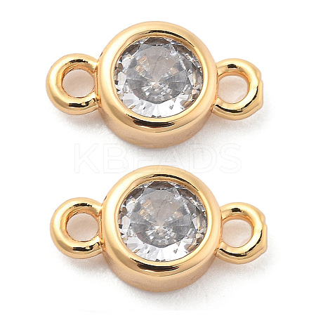 Brass Clear Cubic Zirconia Connector Charms KK-G516-12G-1