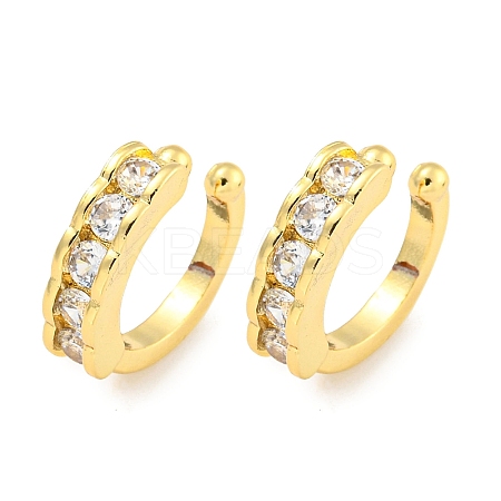 Brass Micro Pave Cubic Zirconia Cuff Earrings EJEW-C104-092G-1