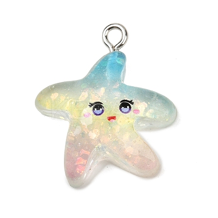 Ocean Theme Transparent Resin Pendants RESI-I351-03P-05-1