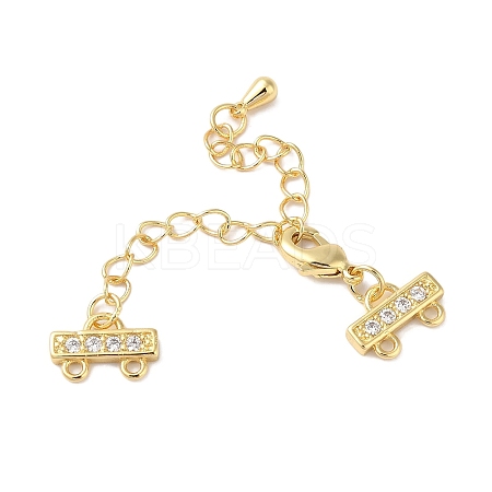 Brass Micro Pave Cubic Zirconia Chain Extender X-KK-L216-004C-G-1