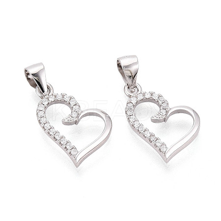 925 Sterling Silver Micro Pave Clear Cubic Zirconia Pendants STER-T008-82P-1