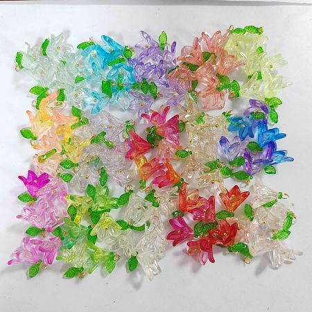 90Pcs 15 Colors Acrylic Pendants PALLOY-AR00026-1