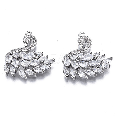 Brass Micro Pave Clear Cubic Zirconia Pendants ZIRC-S069-031P-1