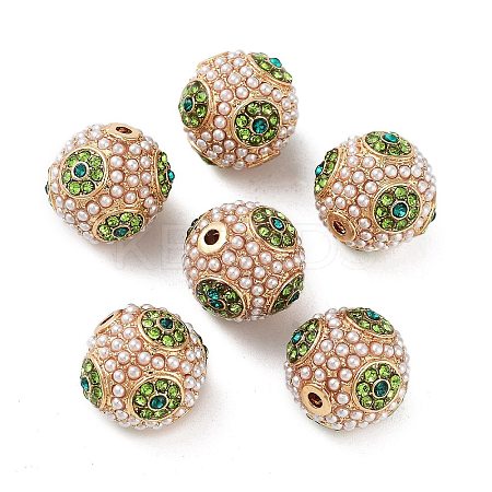 Golden Plated Alloy Rhinestone Beads FIND-E046-14G-03-1