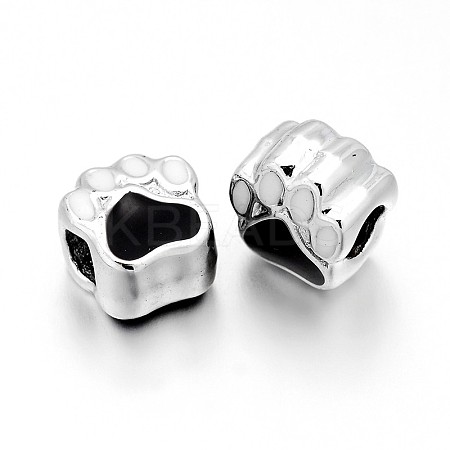 Nickel Free & Lead Free Silver Color Plated Alloy Enamel European Beads ENAM-J061-08S-FF-1