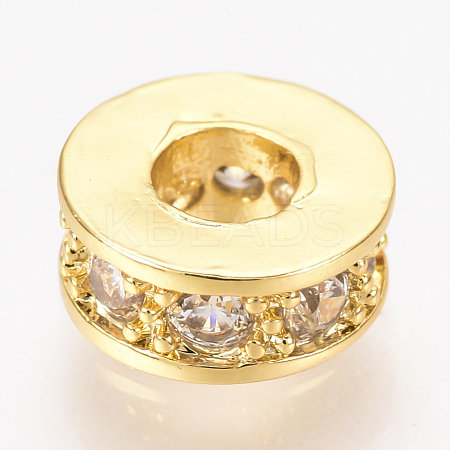 Brass Micro Pave Cubic Zirconia Beads ZIRC-Q013-141G-1