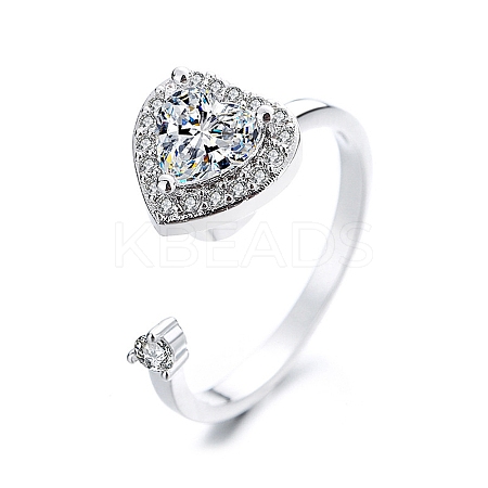 Cubic Zirconia Rotating Open Cuff Ring LS-MATO-PW0001-061P-01-1